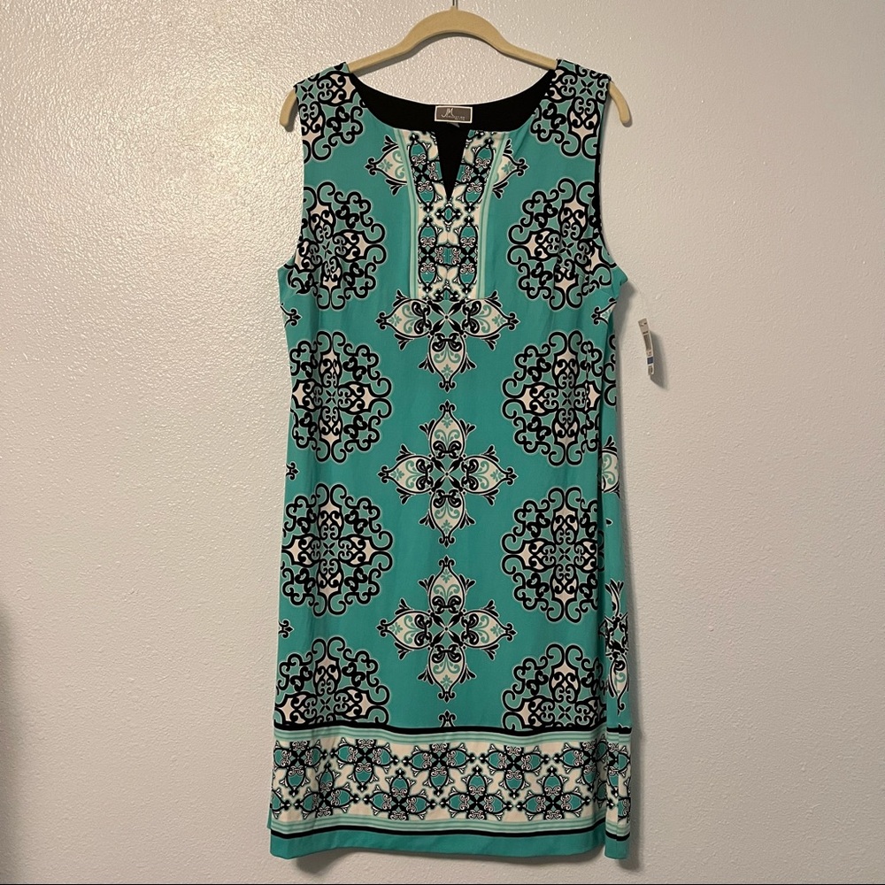 Blue Patterned Knee Length Dress